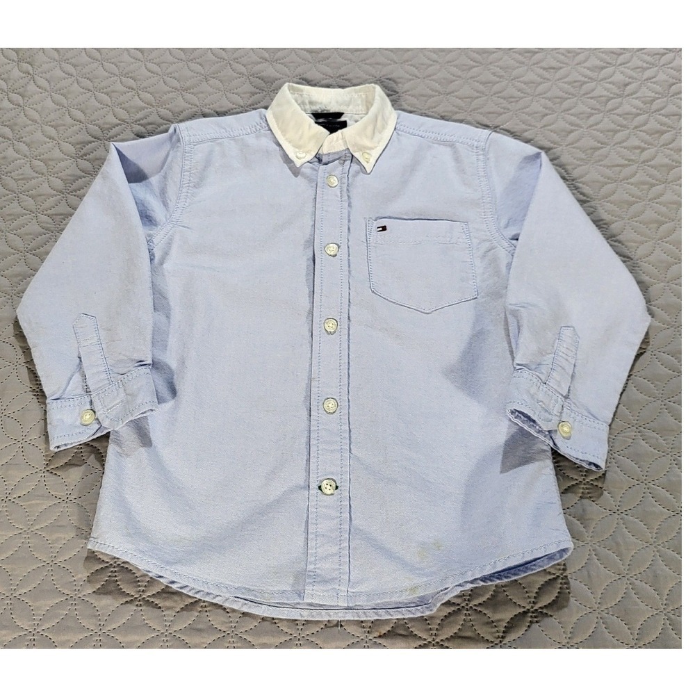 Tommy Hilfiger Oxford Shirt White Collar Button Down Dress Shirt Size 5‎ - Picture 2 of 7
